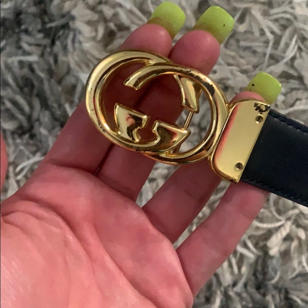 Vintage Gucci Belt. Navy Blue. Leather